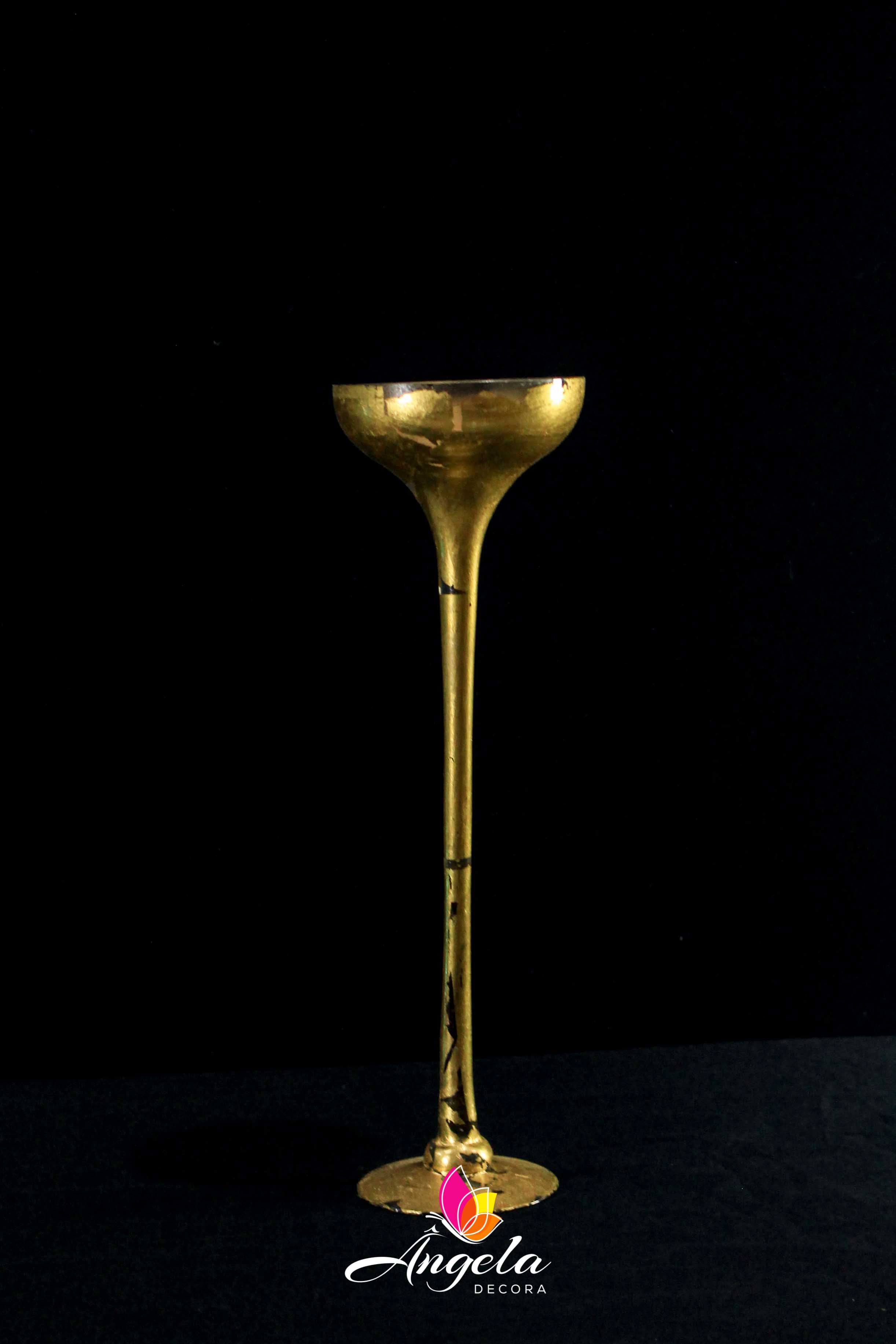 Vaso Cálice Alto Folheação à ouro 