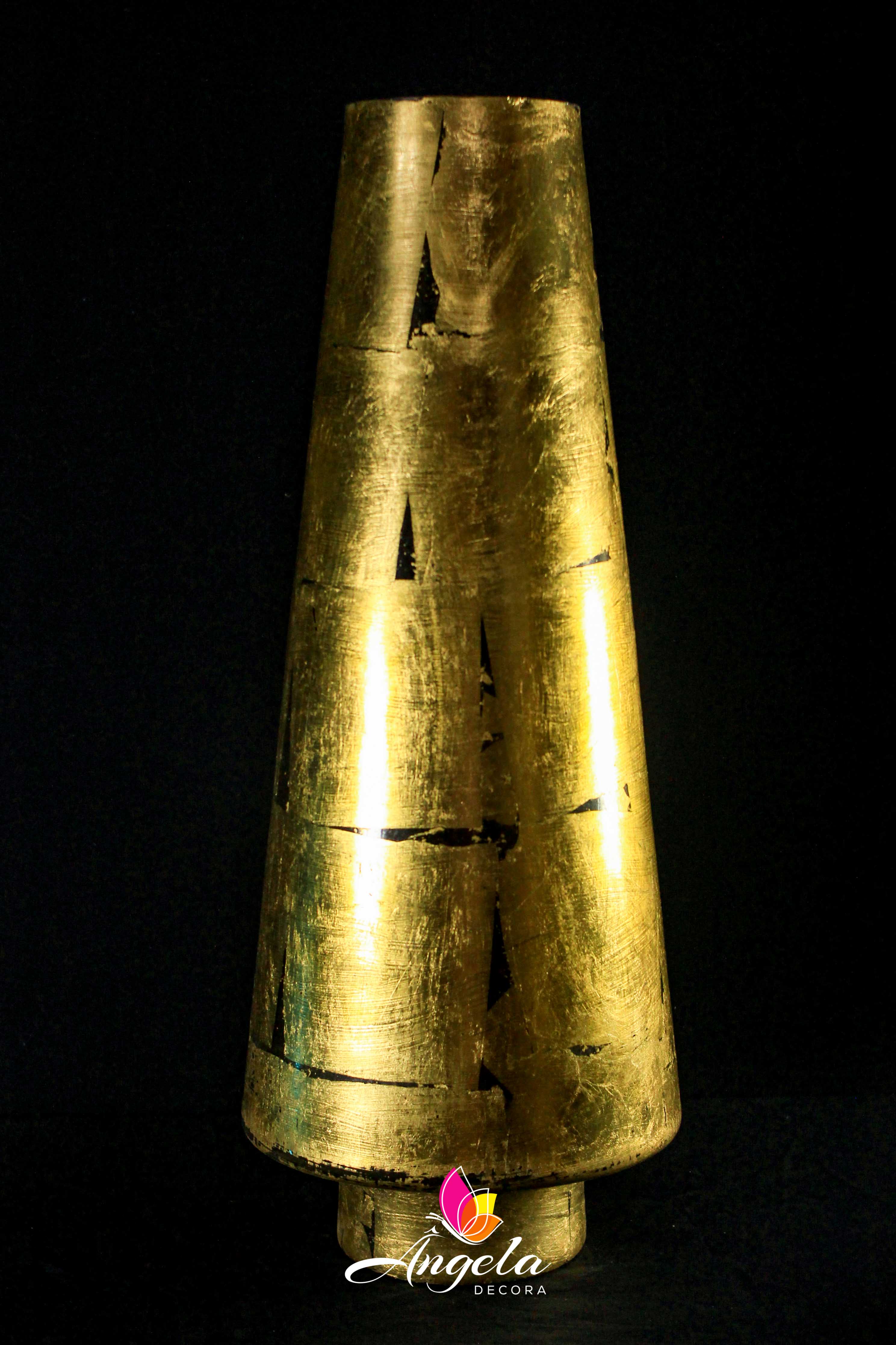 Vaso Cone Folheação à ouro 