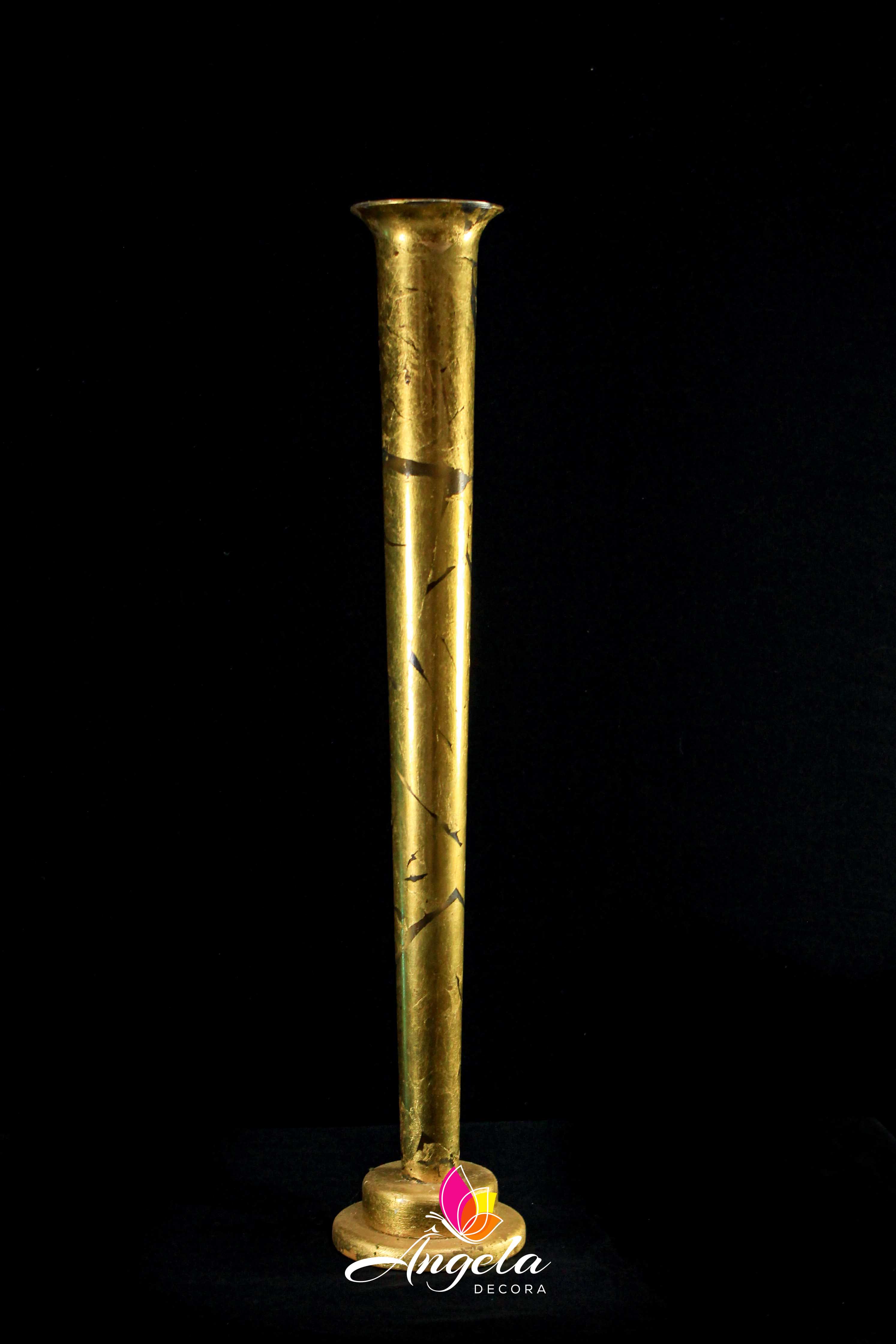 Vaso Longo Folheação à ouro 